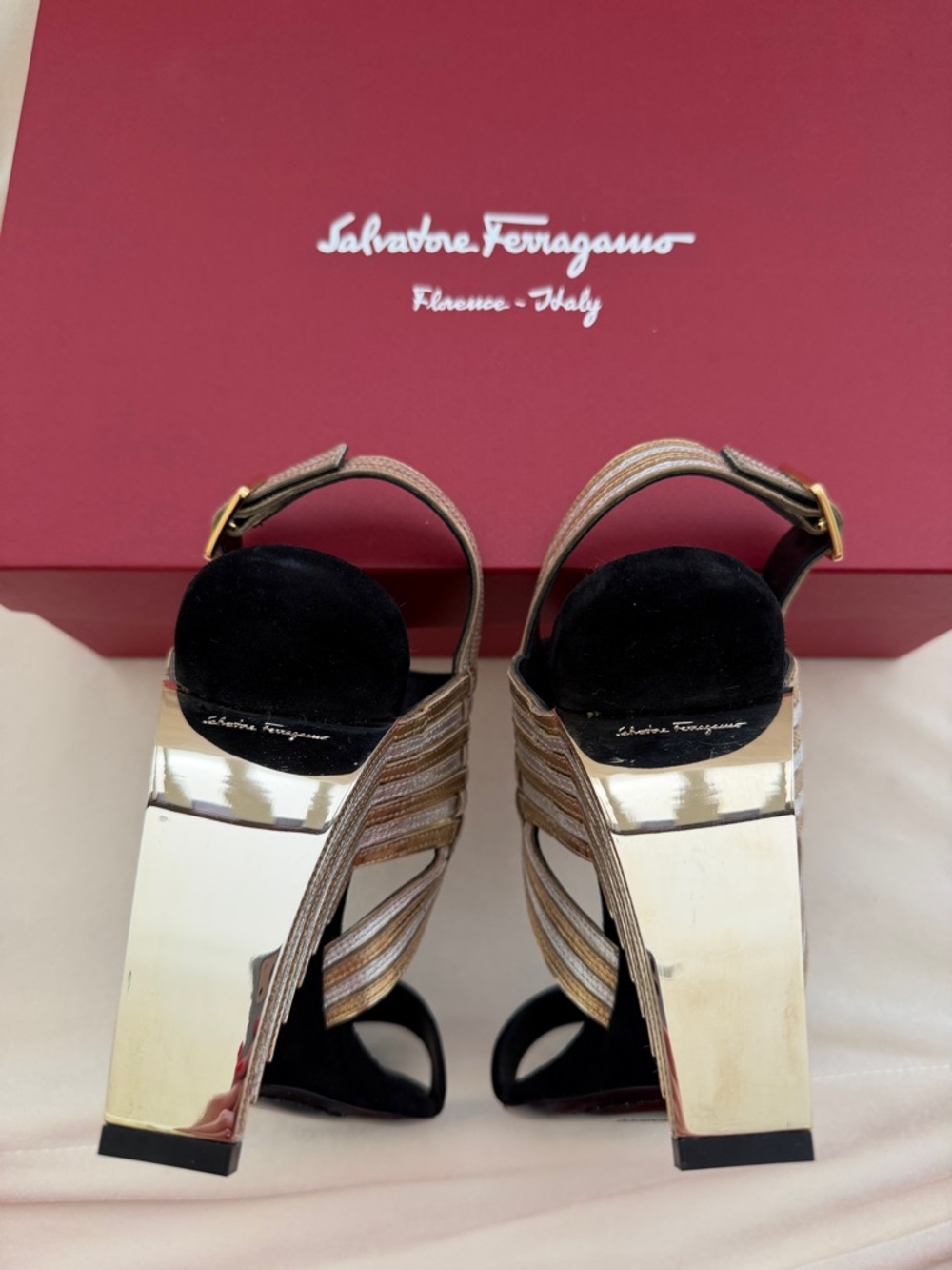 Salvatore Ferragamo Lenny Ankle Strap High Heel Sandals - Picture 11 of 14